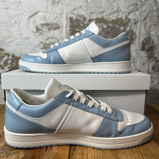 Prada Downtown Leather Blue White Sneaker Sz 10.5