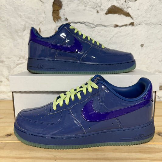 Nike Air Force 1 Low Patent Leather Mystic Navy Grape Ice Sz 10