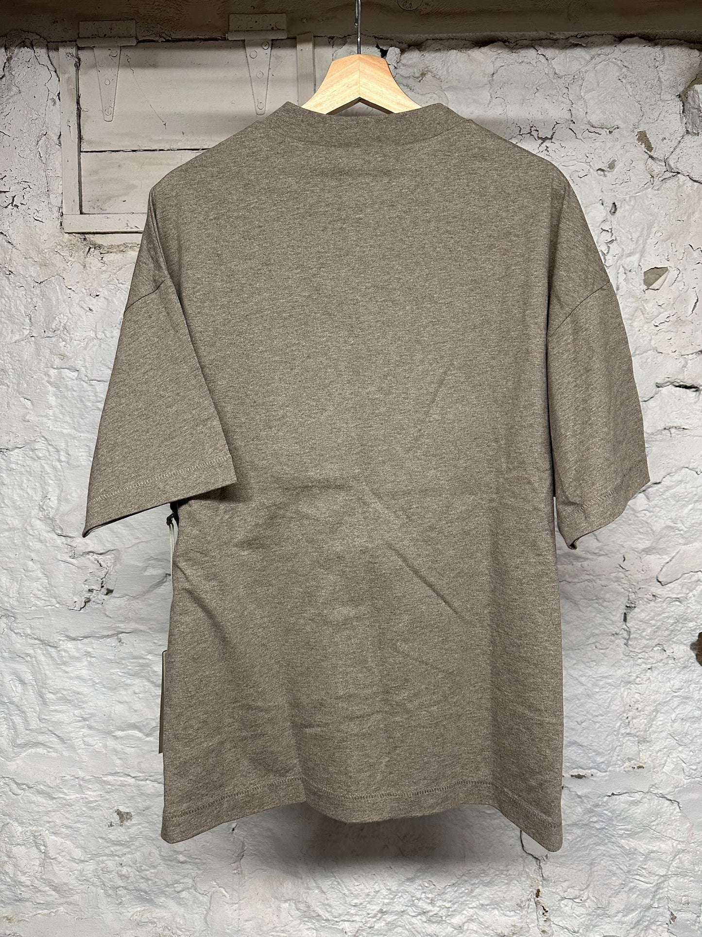 Fear of God Essentials FOG Grey Plastic Logo T-shirt Sz XS DS
