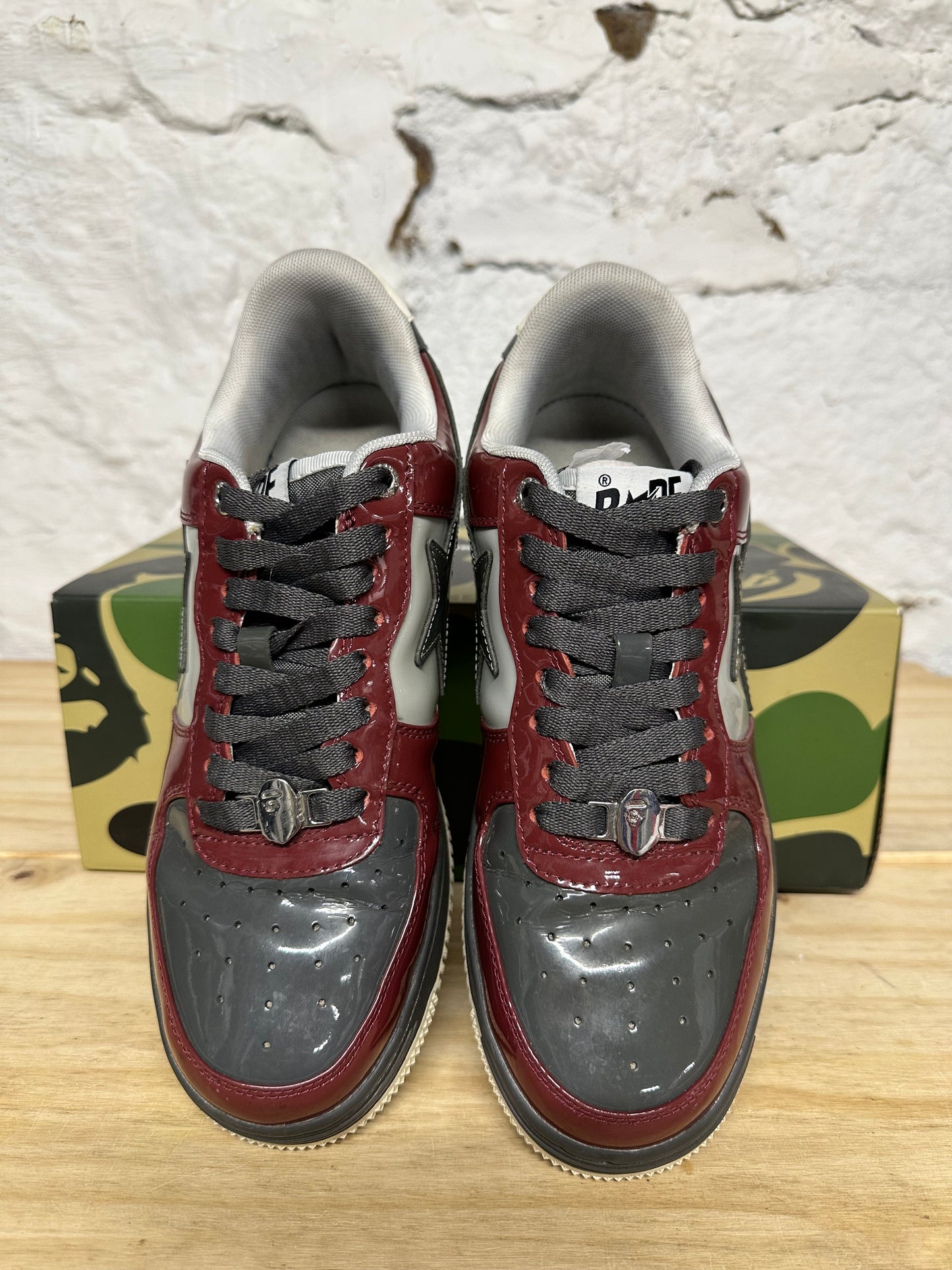 Bape Bapesta Nostalgic Burgundy Grey Sz 8.5
