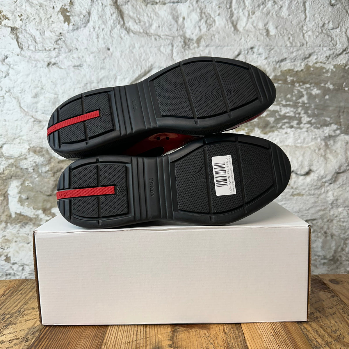 Prada Americas Cup Red Patent Black Sneaker Sz 9.5