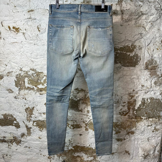 Amiri MX1 Cream Suede Blue Denim Jeans Sz 32