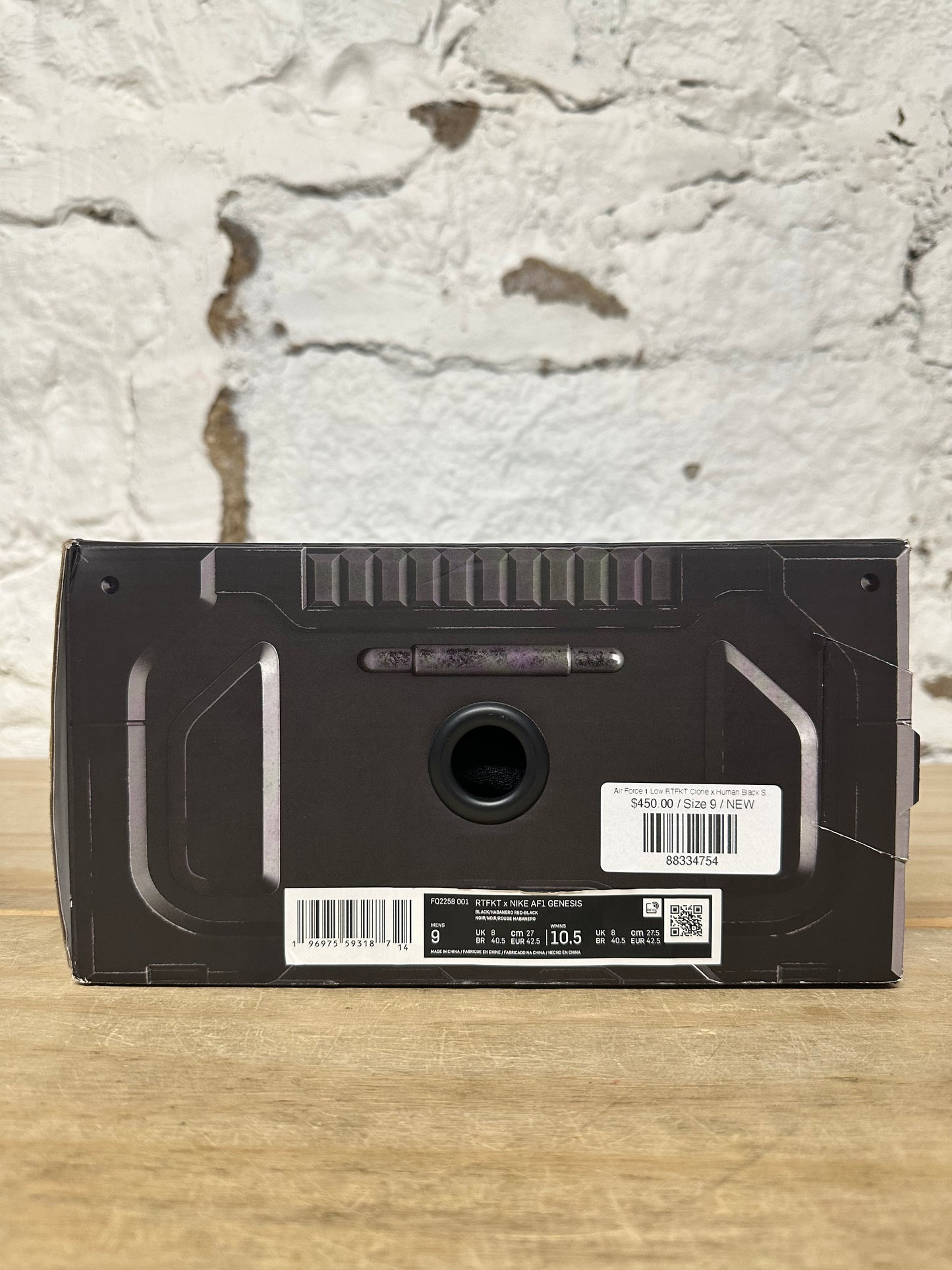 Nike Air Force 1 Low RTFKT Clone x Human Black Sz 9 DS