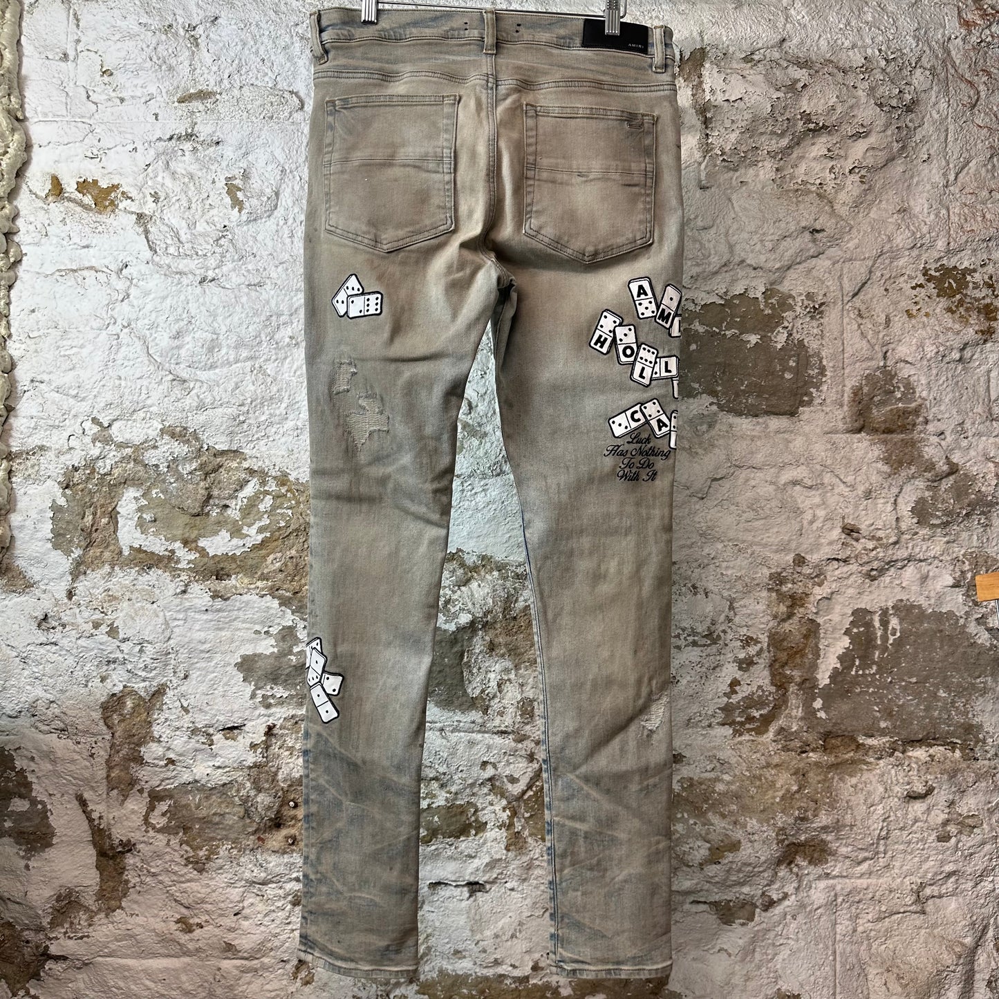 Amiri Domino Applique Blue Denim Jeans Sz 33