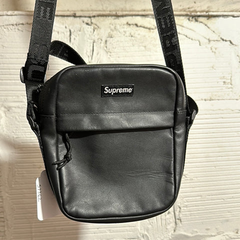 Supreme Black Leather Side Bag