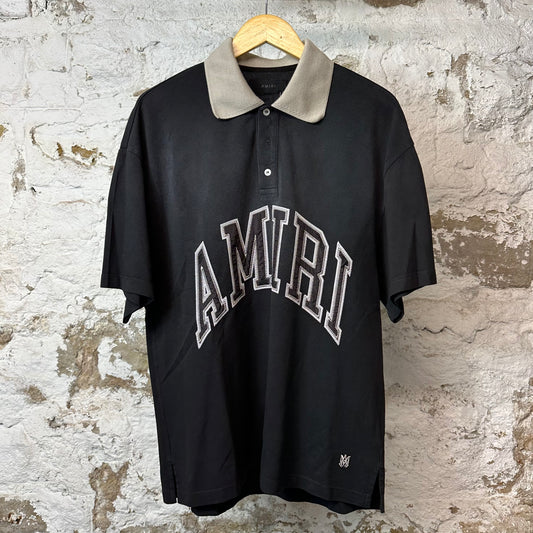 Amiri Vintage Spellout Polo Shirt Black Sz M