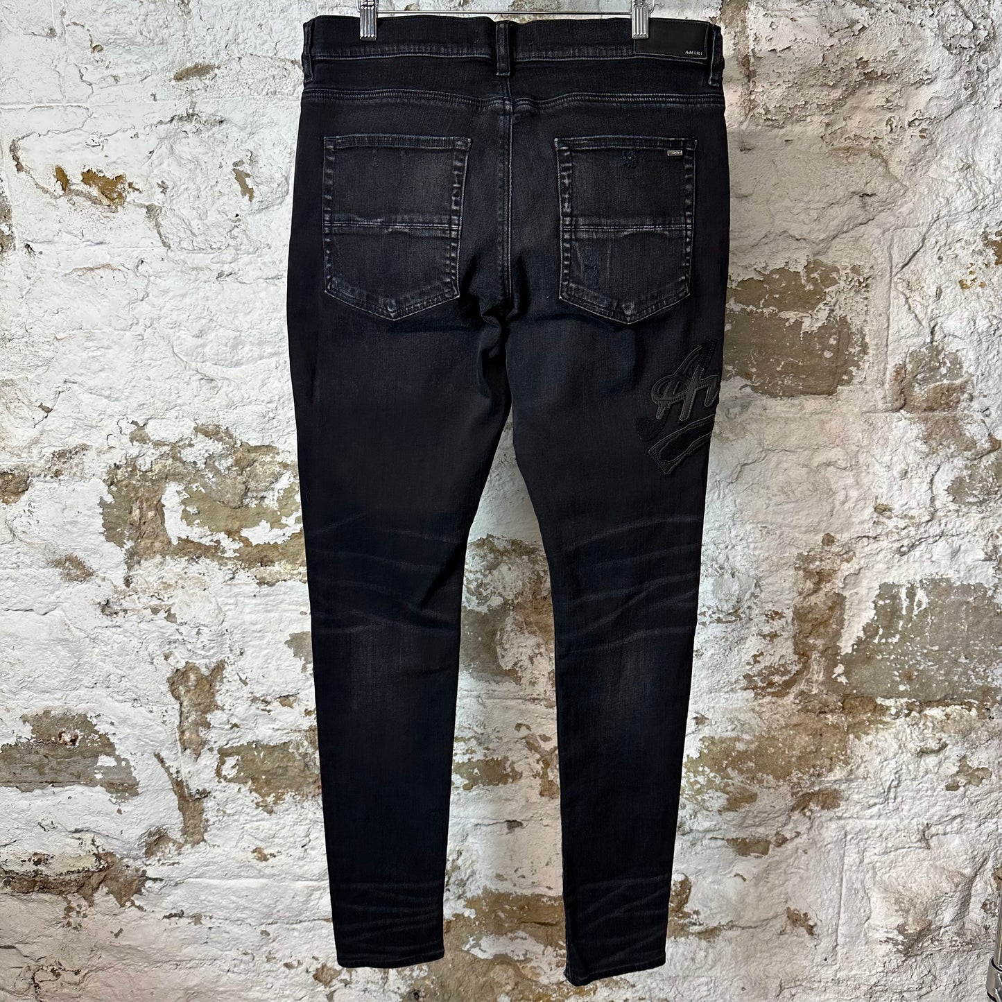 Amiri Varsity 22 Patch Black Denim Jeans Sz 38
