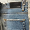 Amiri MX1 Brown Acid Patch Blue Denim Jeans Sz 33