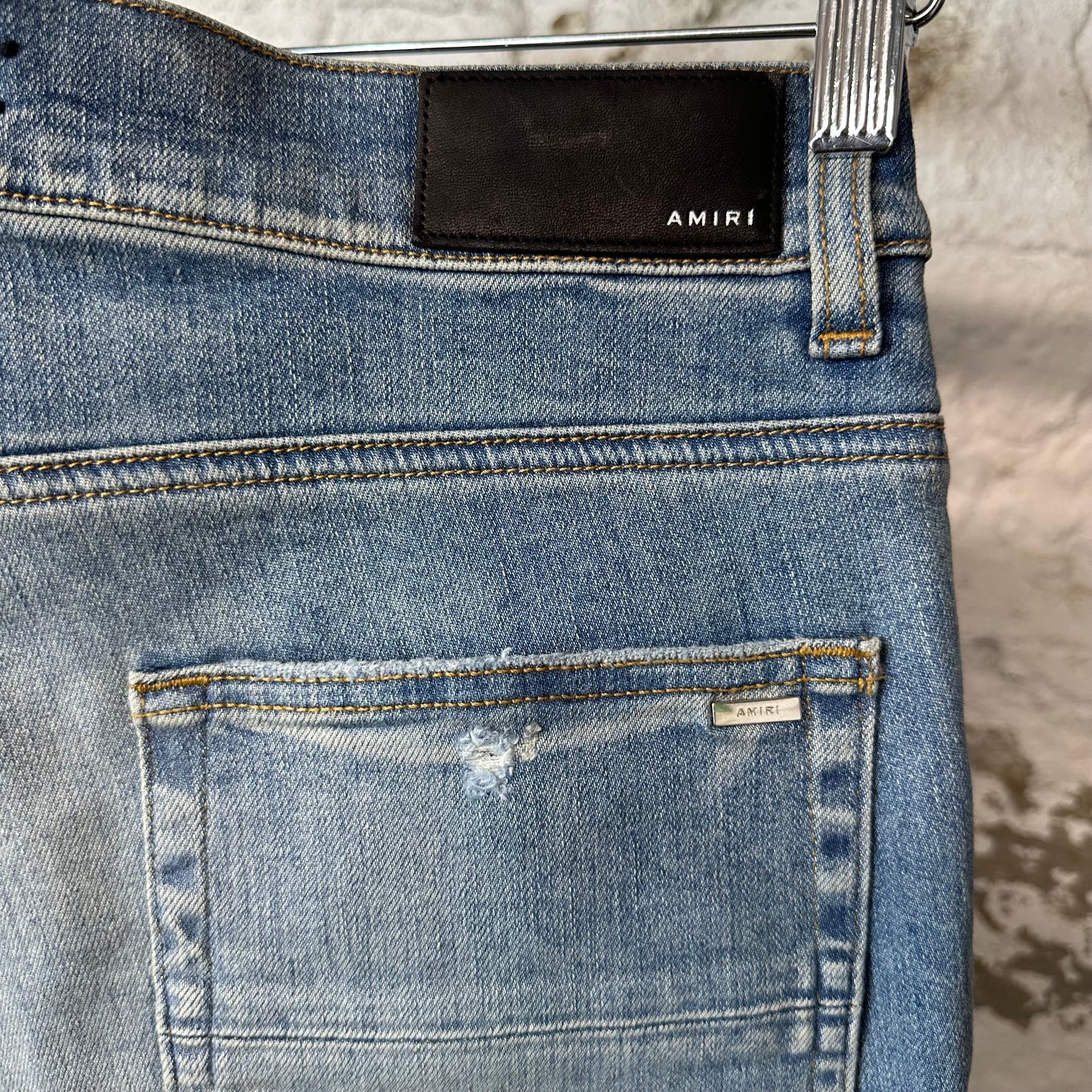 Amiri MX1 Black Multicolor Paisley Blue Denim Jeans Sz 32