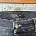 Amiri MX1 Black Leather Grey Denim Jeans Sz 33
