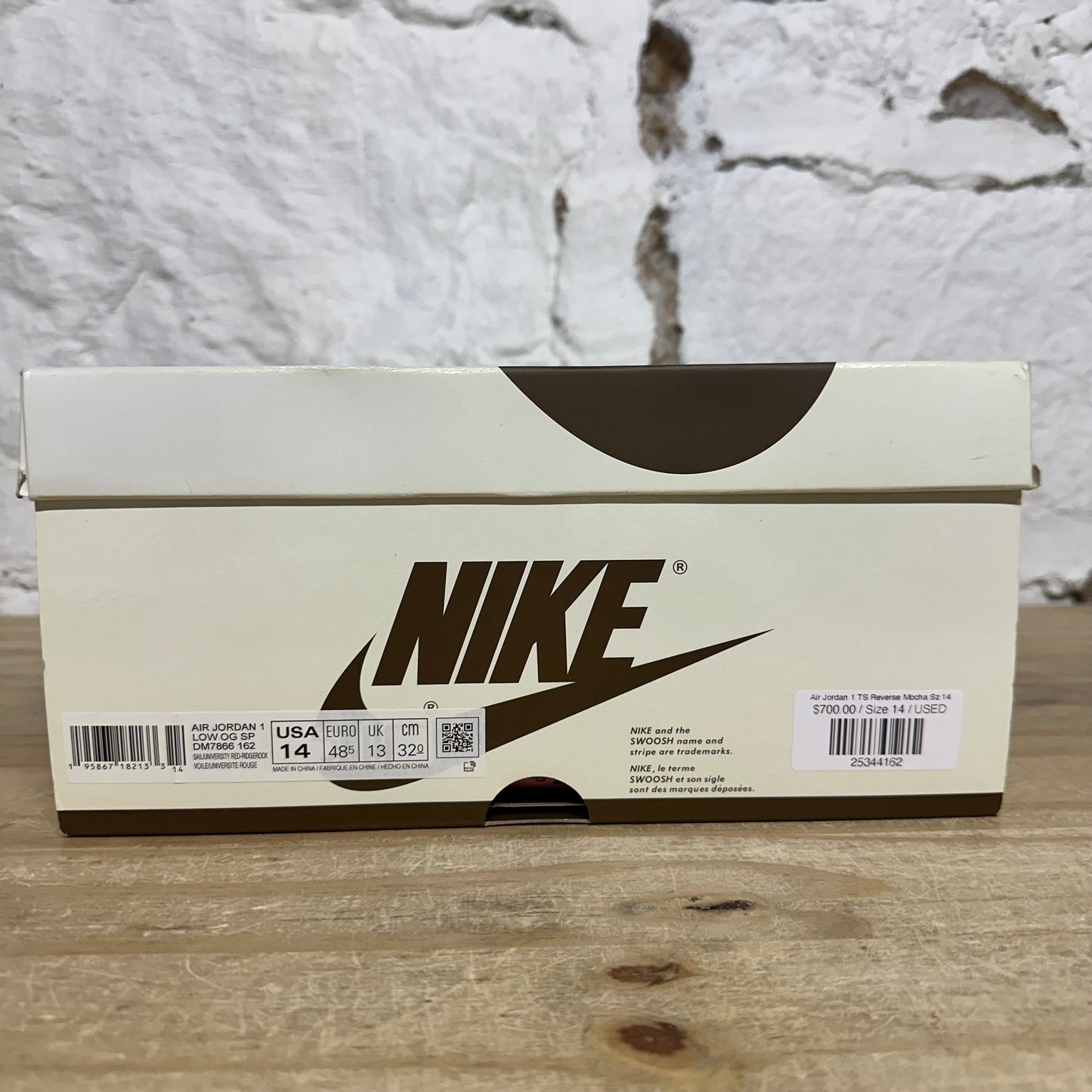 Air Jordan 1 High Travis Scott Reverse Mocha Sz 14