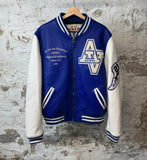 Avirex Blue White Champions Leather Jacket Sz L