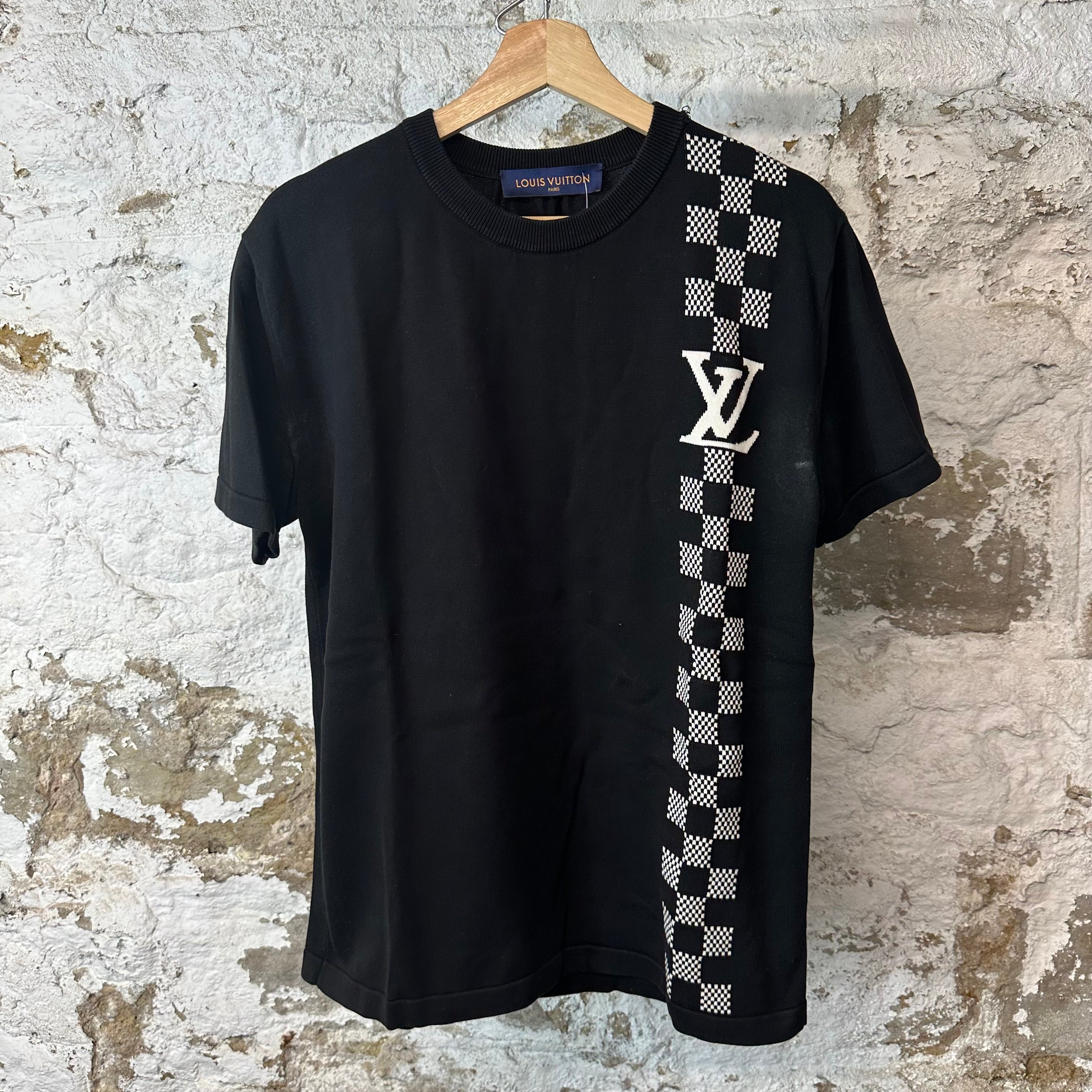 Louis Vuitton Damier Stripe Black Knit T-Shirt Sz M