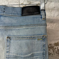 Amiri MX1 Cream Suede Blue Denim Jeans Sz 31