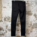 Amiri MX1 Black Leather Black Denim Jeans Sz 32