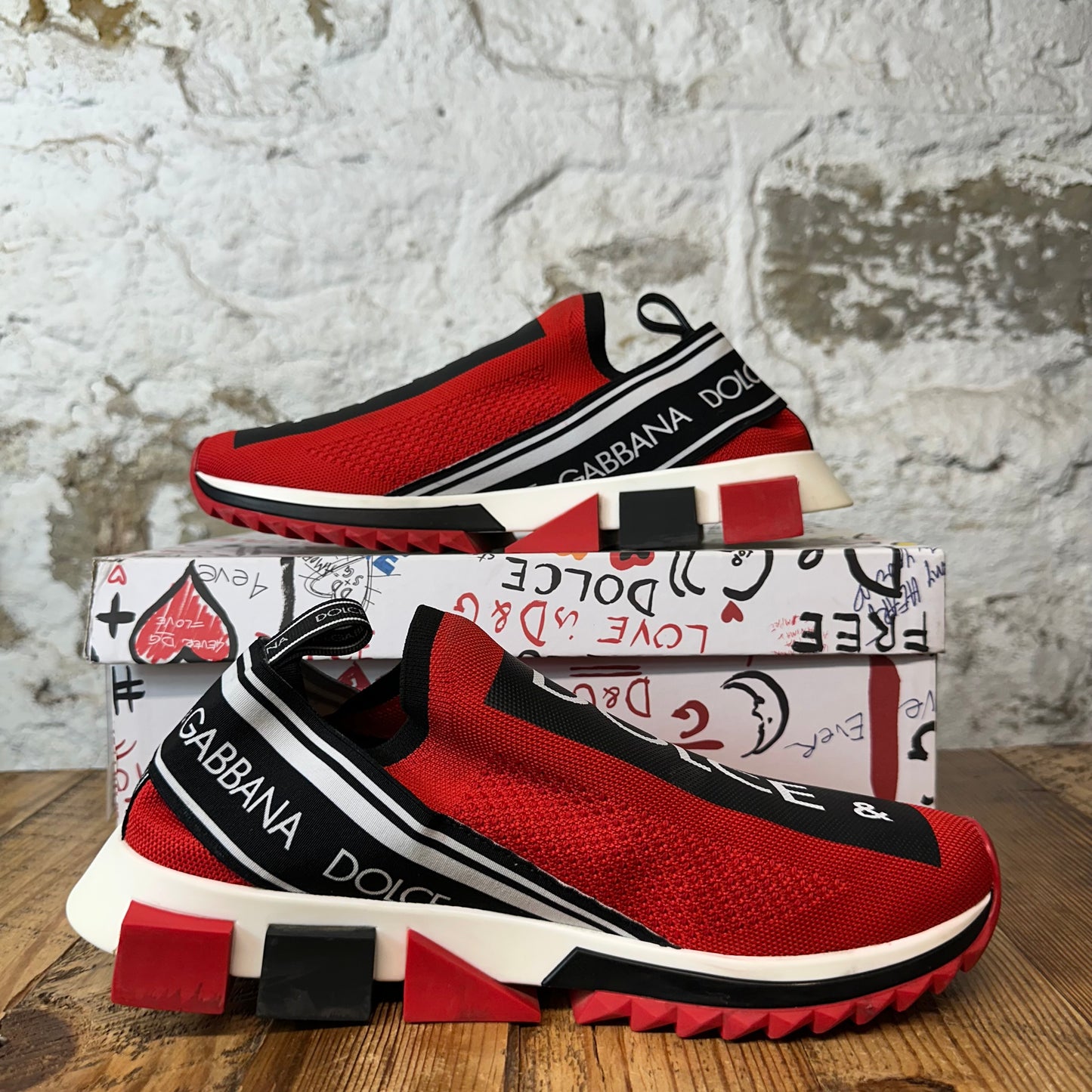 Dolce Gabbana Red White Black Sorrento Sneaker Sz 10 (43)