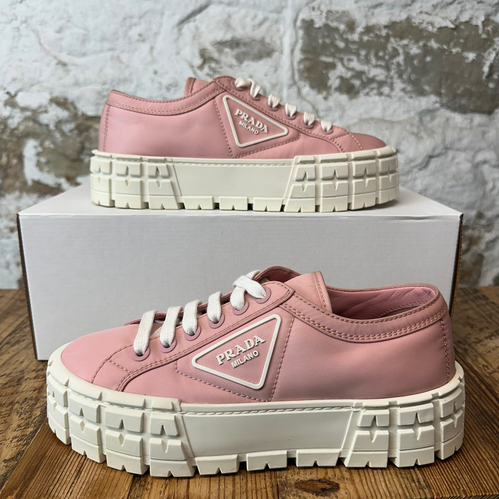Prada Gabardine Pink Nylon Cream Sneaker Sz 6 (38.5)