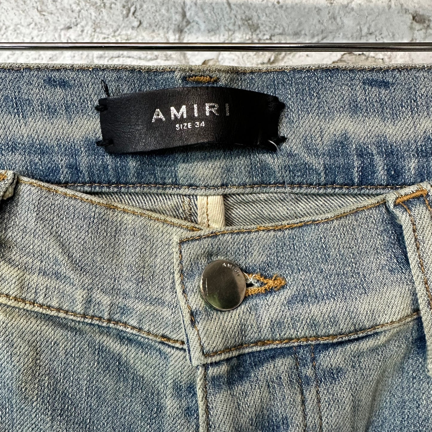 Amiri MX1 Olympic Patch Blue Denim Jeans Sz 34