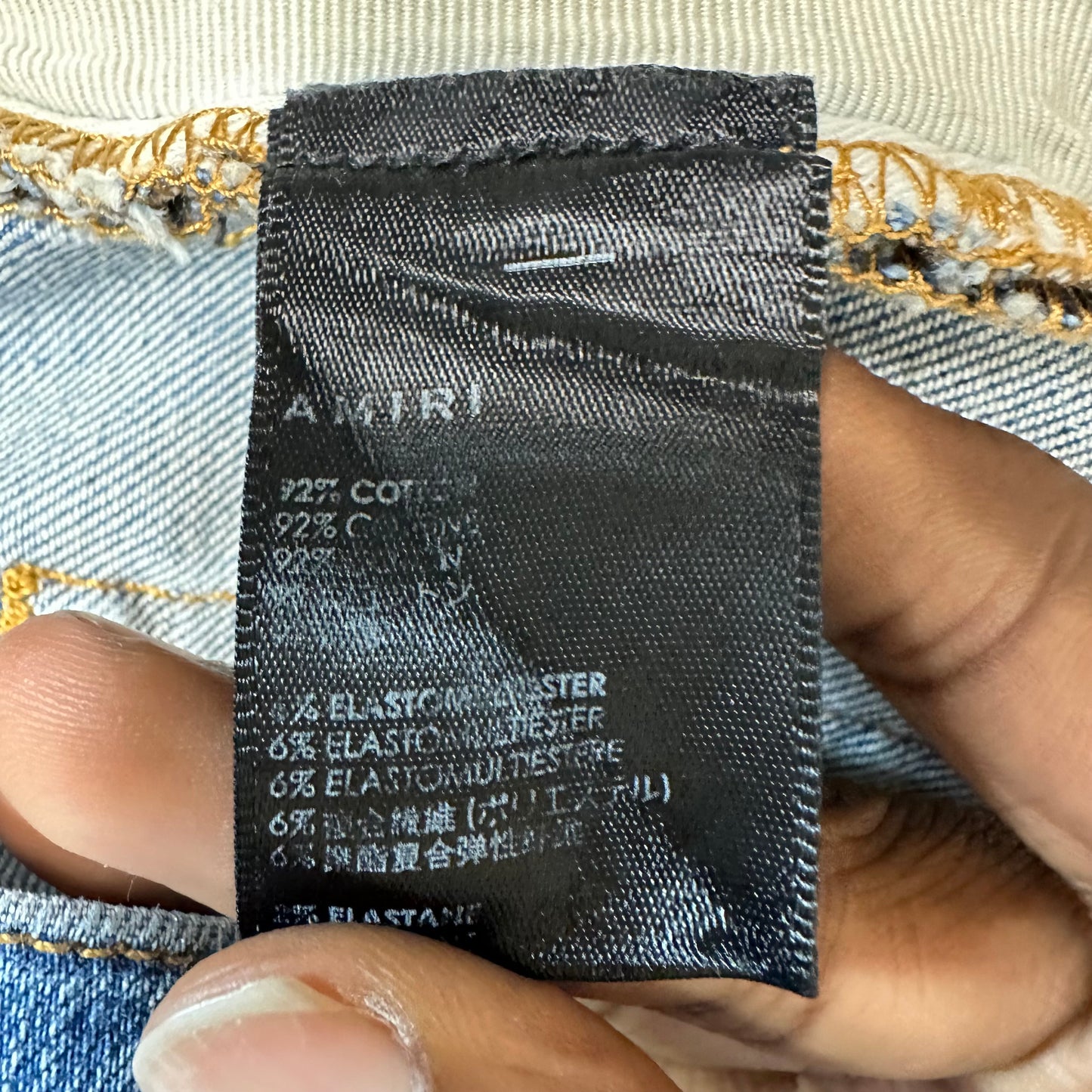 Amiri Plain Blue Distressed Denim Jeans Sz 33