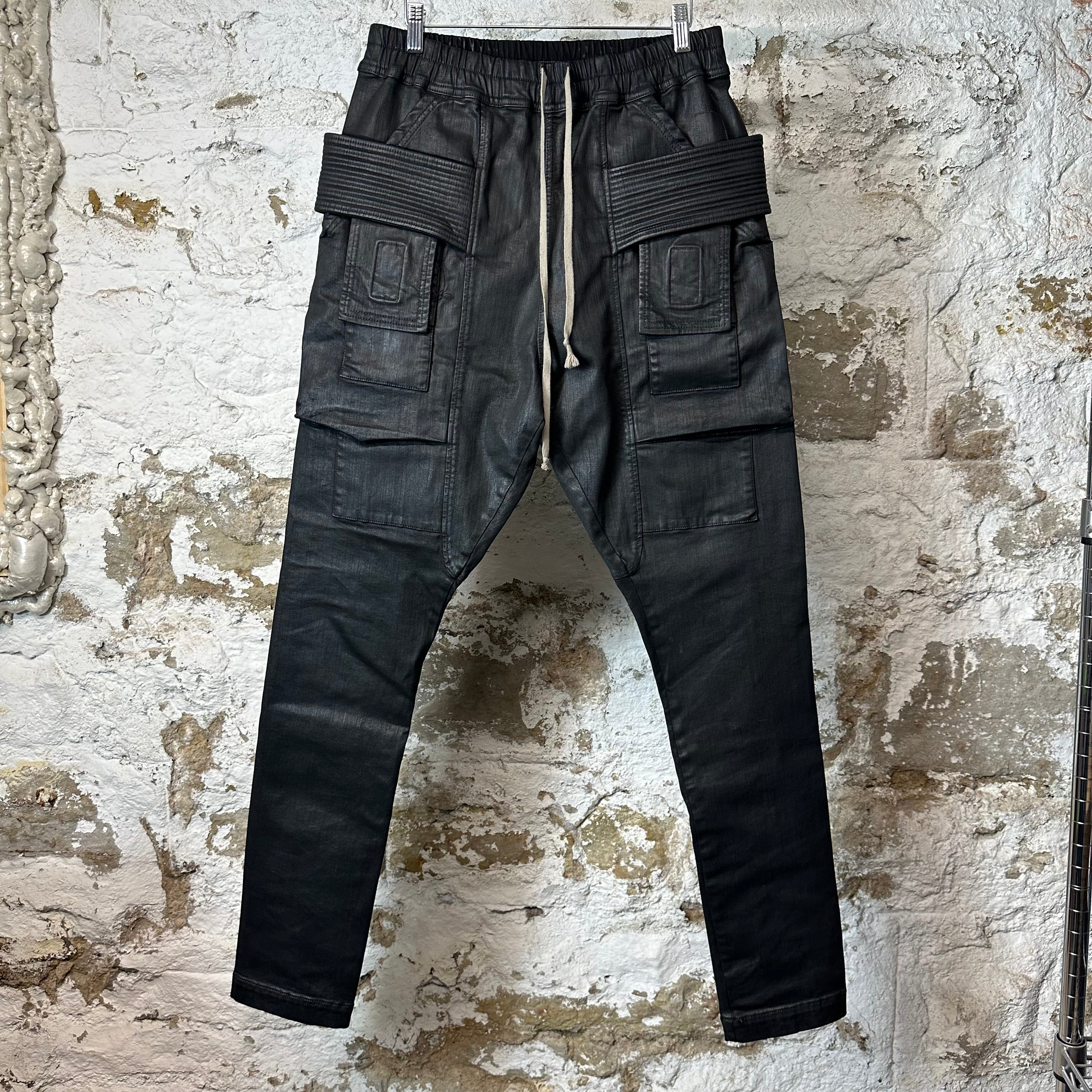 Rick Owens Black Waxed Canvas Creatch Pants Sz M