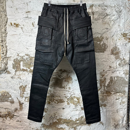 Rick Owens Black Waxed Canvas Creatch Pants Sz M