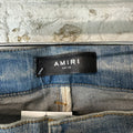 Amiri Green Camo Bones Blue Denim Jeans Sz 33