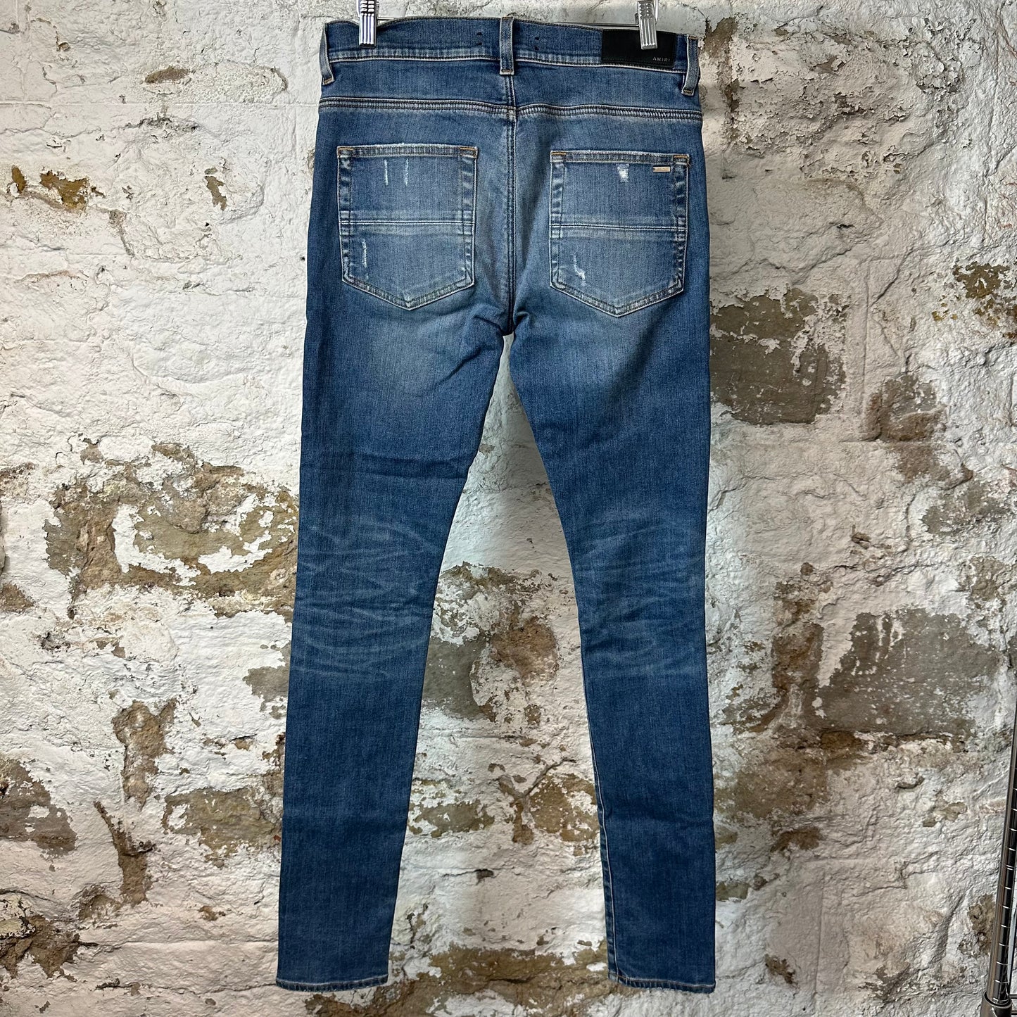 Amiri MX1 Green Plaid Flannel Dark Blue Denim Jeans Sz 30