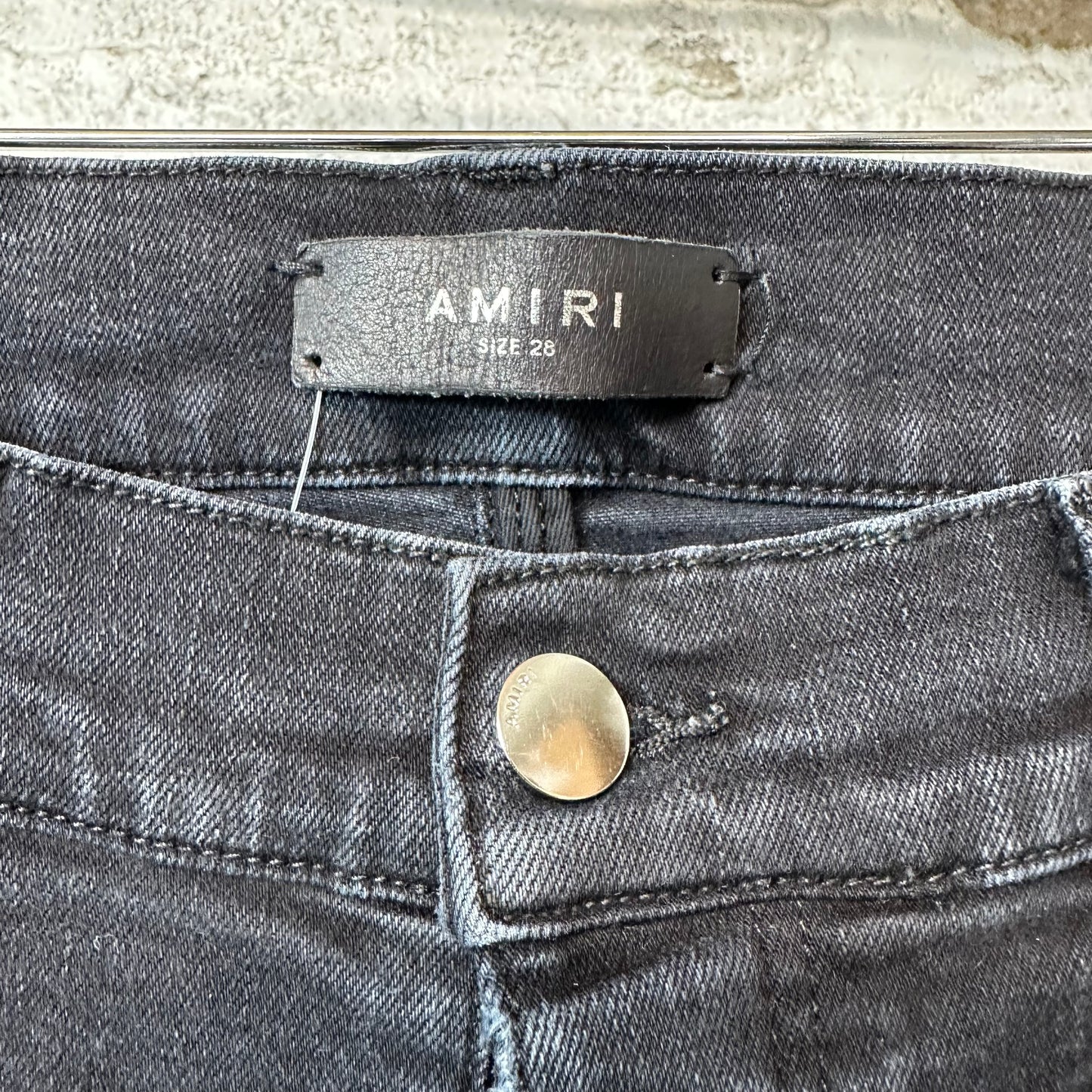 Amiri Leopard Print Black Denim Jeans Sz 28