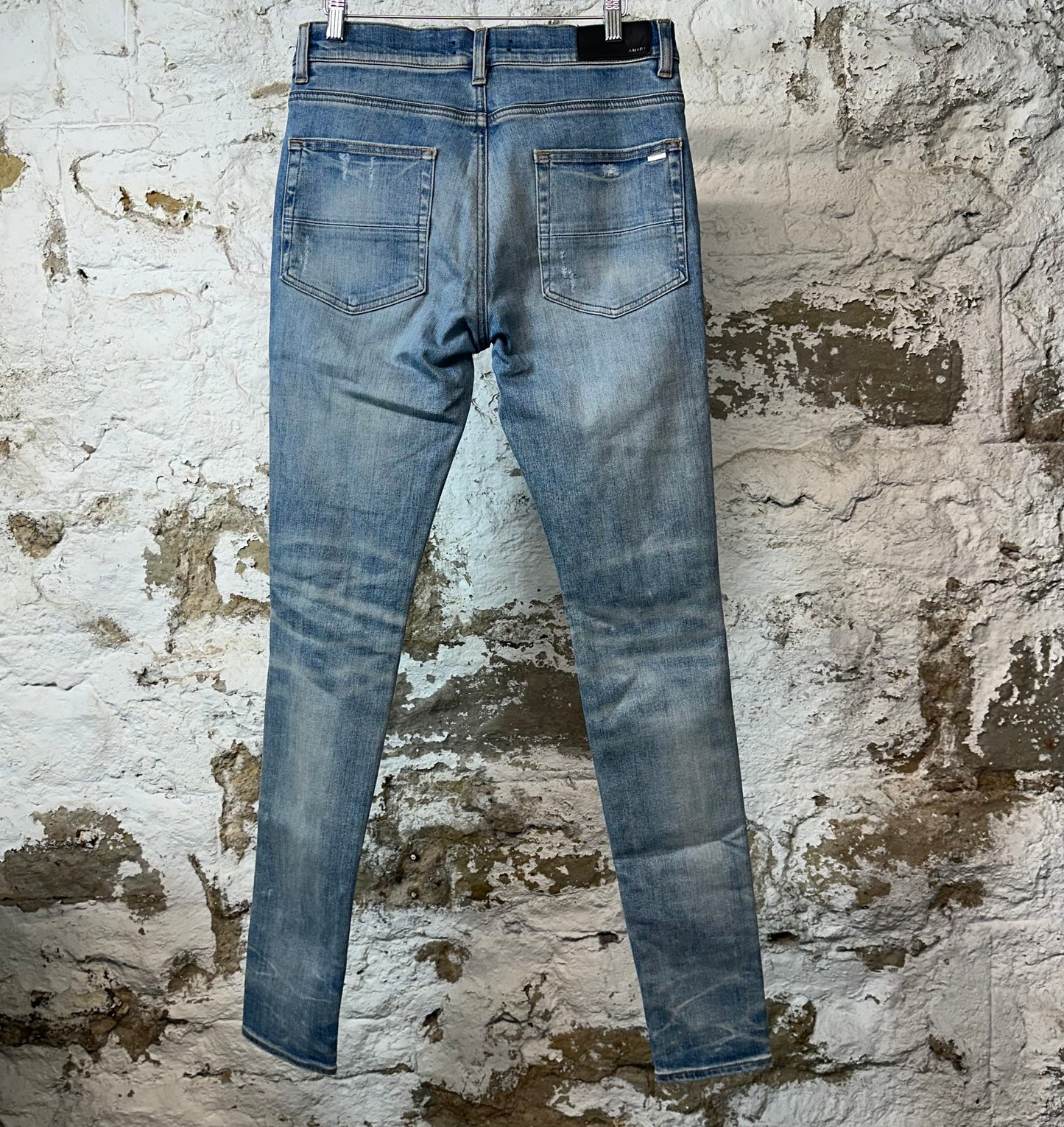 Amiri Distressed Side Spell Blue Denim Jeans Sz 31