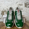 Prada Americas Cup Green Patent Gray White Sneaker Sz 8.5