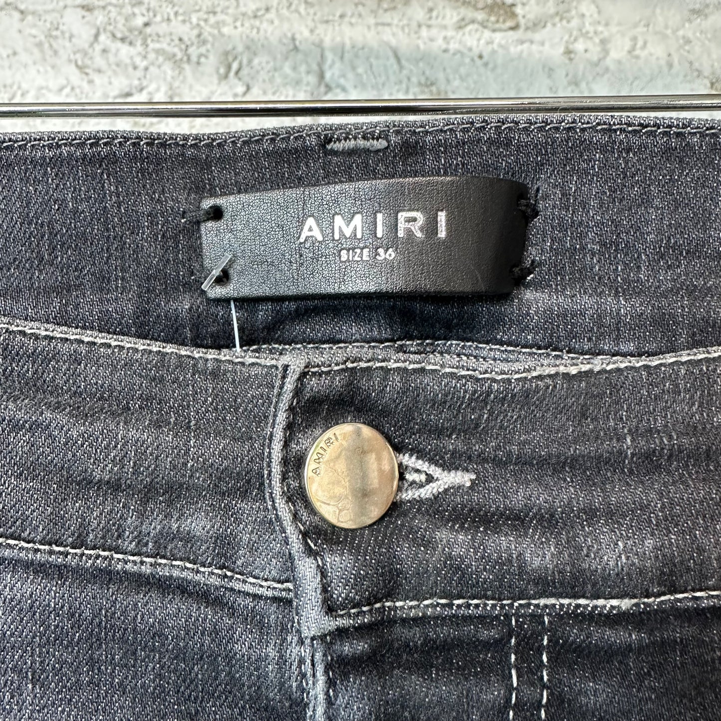 Amiri MX1 Black Paisley Grey Denim Jeans Sz 36