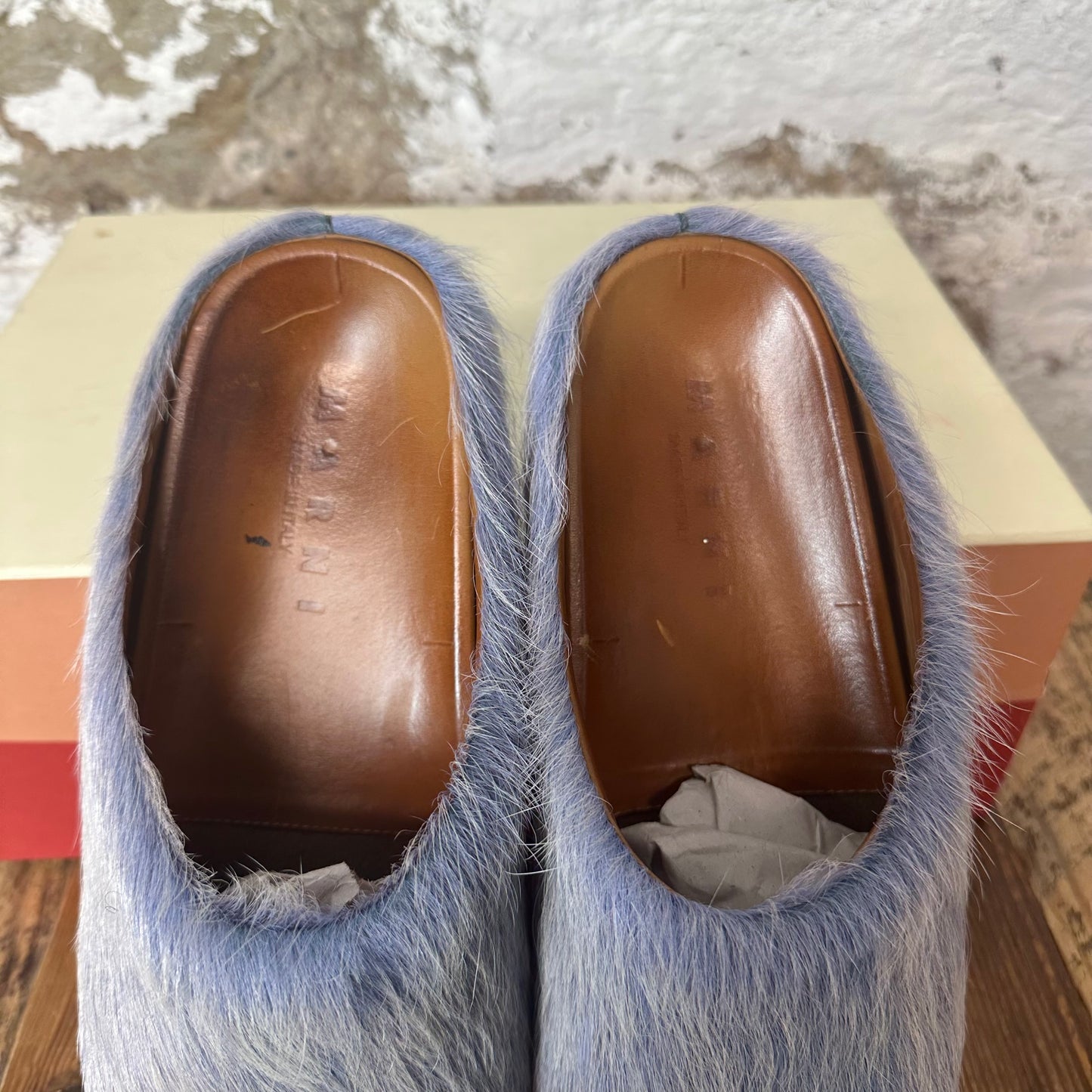 Marni Fussbett Sabot Purple Fur Slide Sz 8 (41)