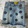 Godspeed Leather G Patch Blue Denim Shorts Sz 30