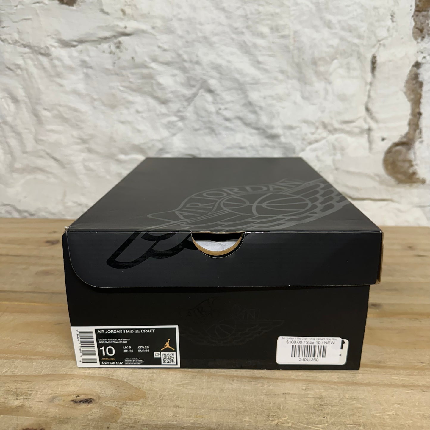 Air Jordan 1 Mid Craft White Cement Grey Black Sz 10 DS