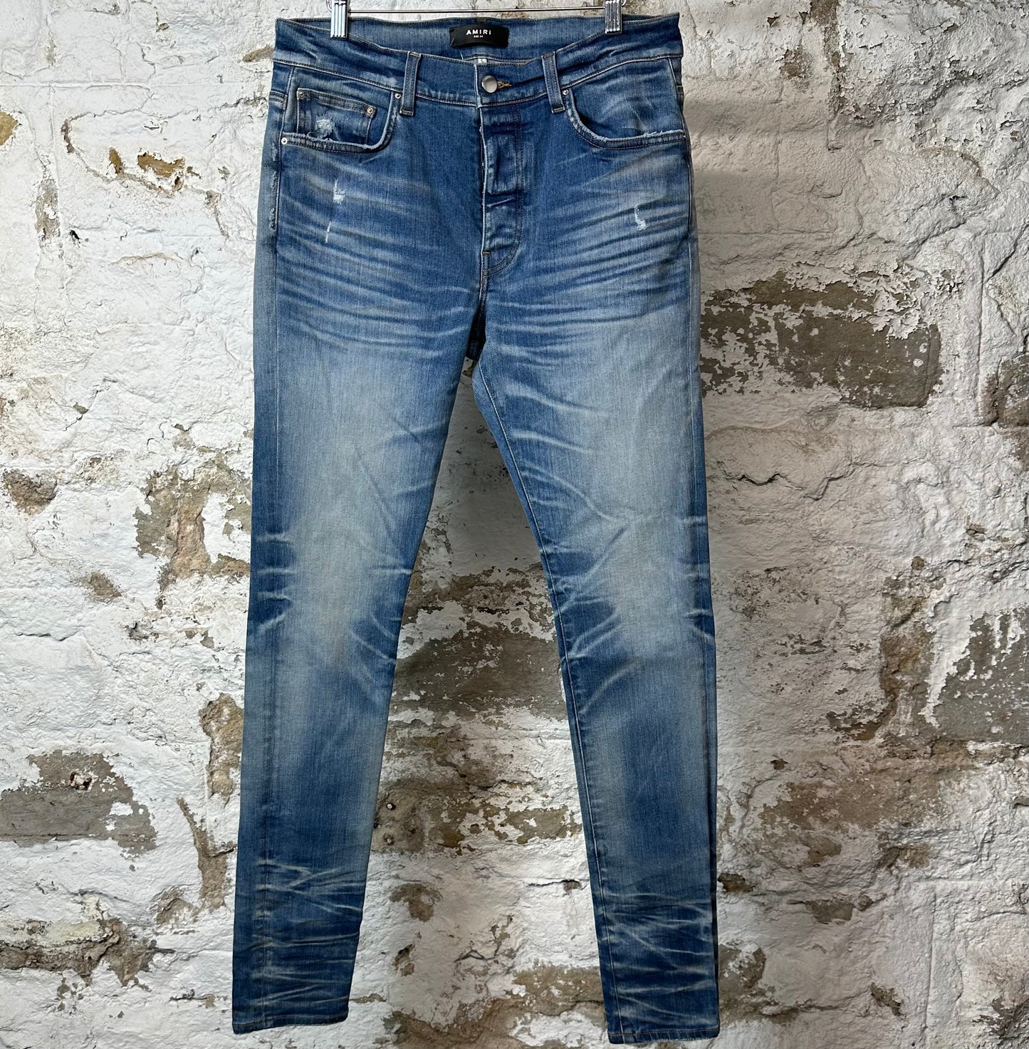 Amiri Plain Blue Honeycomb Denim Jeans Sz 34