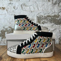 Christian Louboutin High Multicolor Monogram White Spike Sneaker Sz 9 (42)