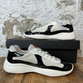 Prada Americas Black Patent Cream White Sneaker Sz 8