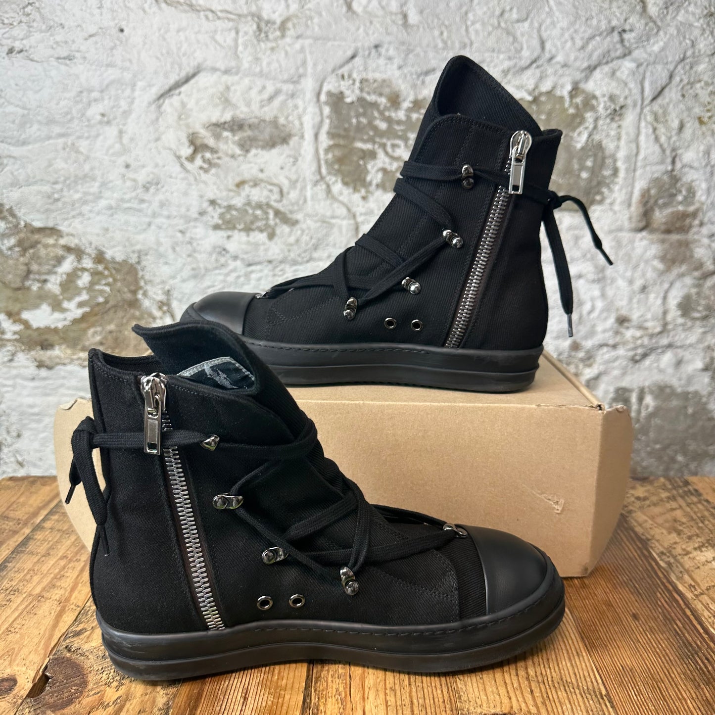 Rick Owens High Hexa Lace Black Pearl Sneaker Sz 8.5 (41.5)