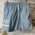 Amiri White Bar Logo Light Blue Trunks Sz M