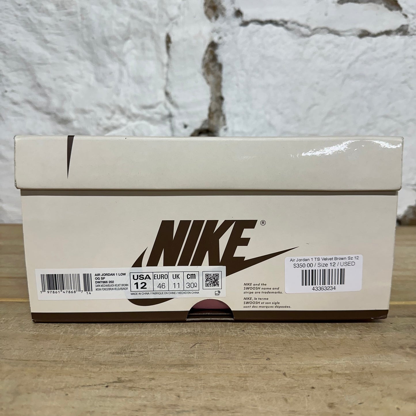 Air Jordan 1 Low Travis Scott Velvet Brown Sz 12