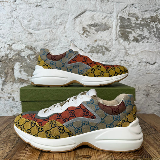 Gucci Rhyton Multicolor Monogram White Sneaker Sz 14