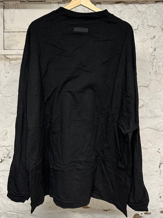 Fear of God Essentials Black Small Chest Logo L/S T-Shirt Sz L