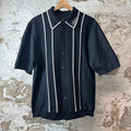 Amiri Striped Panel Black Knitted Button Up Shirt Sz XL
