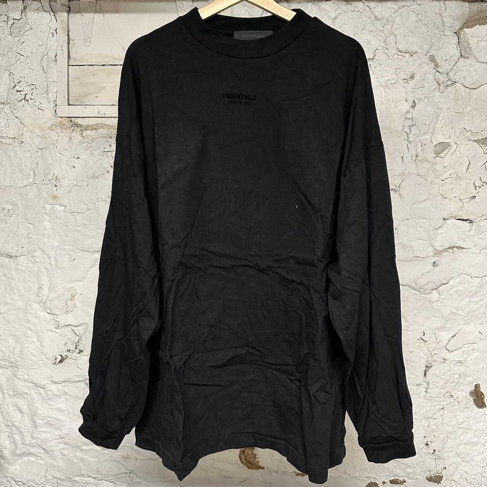 Fear of God Essentials Black Small Chest Logo L/S T-Shirt Sz L