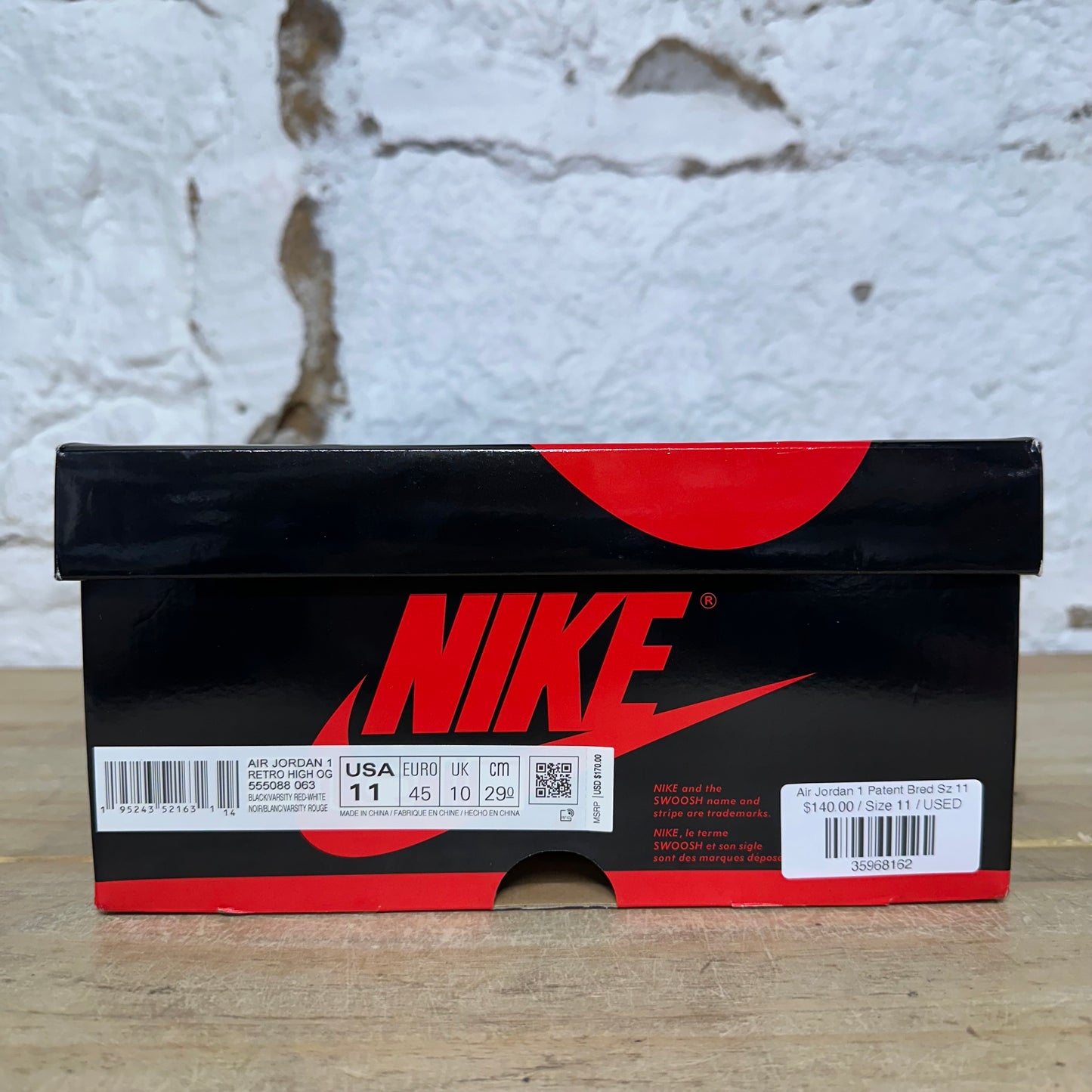 Air Jordan 1 High Patent Bred Sz 11