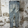 Amiri MX1 Cream Suede Blue Denim Jeans Sz 30