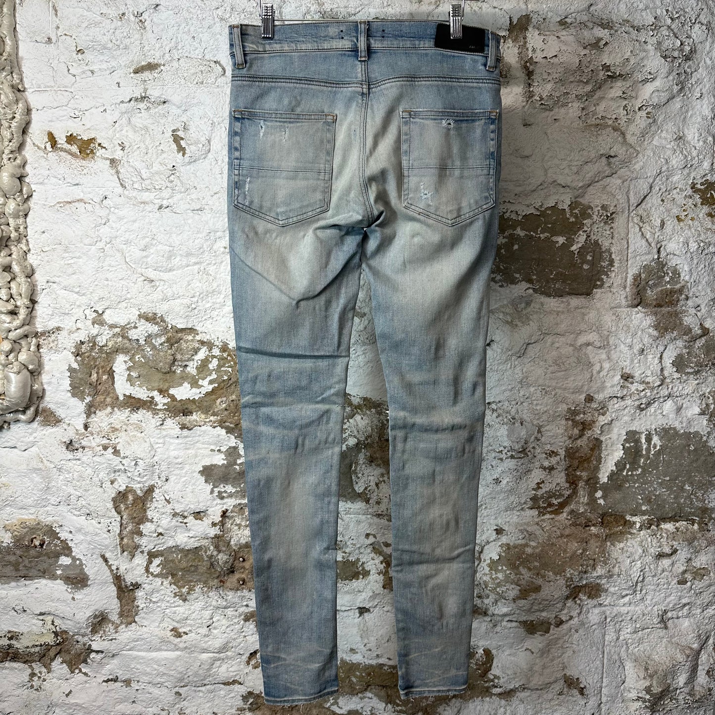 Amiri MX1 Cream Suede Blue Denim Jeans Sz 30
