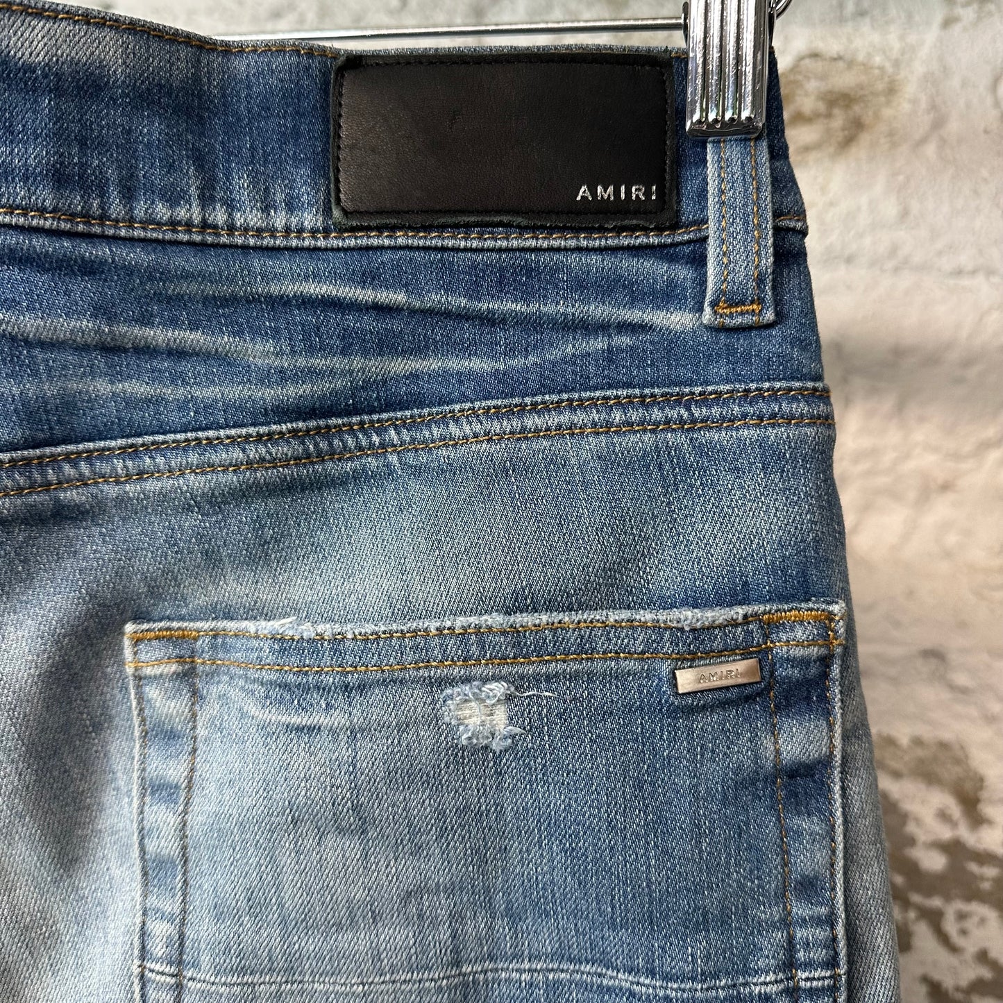 Amiri MX1 Sky Blue Cream Blue Denim Jeans Sz 31