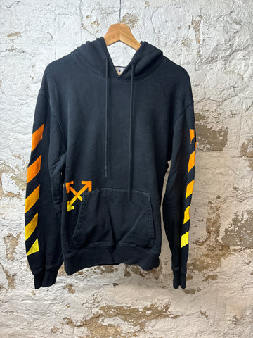 Off White Orange Yellow Arrows Hoodie Black Sz M