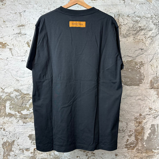 Louis Vuitton Embossed Logo Black T-Shirt Sz XL